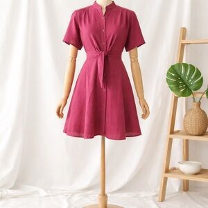 Pink Button-Down Dress - SMALL Glam